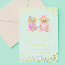 Teddy-Bär-Tee-Party-Mint-Gold-Baby-Shower-Folie