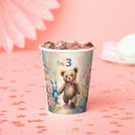 Teddy Bär und Bunny im Pastellgarten Pappbecher