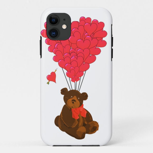 Teddy Bär und Herzblasen Case-Mate iPhone Hülle (Rückseite)