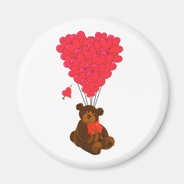 Teddy Bär und Herzblasen Magnet (Vorne)