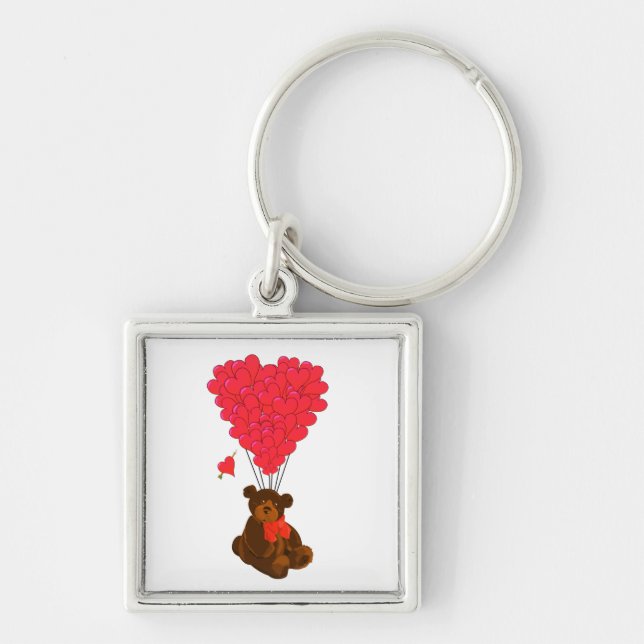 Teddy Bär und Herzblasen Schlüsselanhänger (Vorne)
