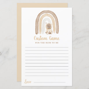 Teddy Bär und Rainbow Baby Dusche Custom Game