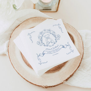 Teddy Bär Vintag Chinoiserie Toile Babydusche Serviette