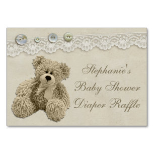 Teddy Bär Vintage-Spitze-Windel-Raffle Tischnummer
