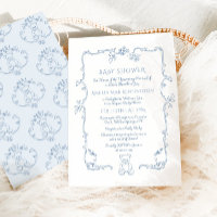 Teddy Bär Vintager Rahmen Toile Baby Dusche