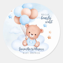 Teddy Bär Wasserfarbe Junge Baby Shower anpassbar