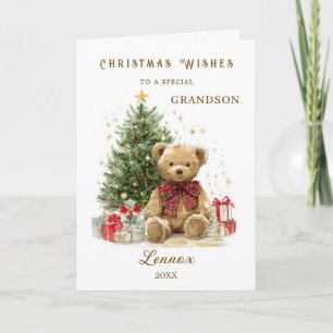 Teddy-Bär-Weihnachtsbaum-Enkel Feiertagskarte