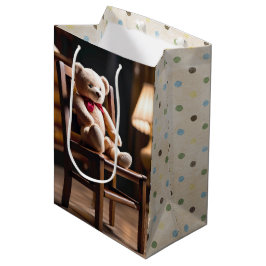 Teddy Bären auf einem Stuhl mit Polka Dots Mittlere Geschenktüte