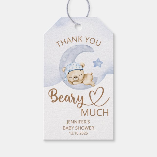 Teddy Bären Baby Boy Danke beary viel Geschenkanhänger (Vorderseite)