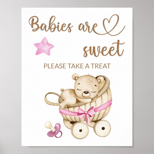 Teddy Bären Babybär Babys sind süß nehmen eine Lec Poster (Vorne)