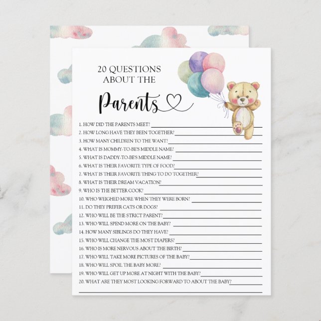 Teddy Bären Ballons - Spiele über die Eltern (Vorne/Hinten)