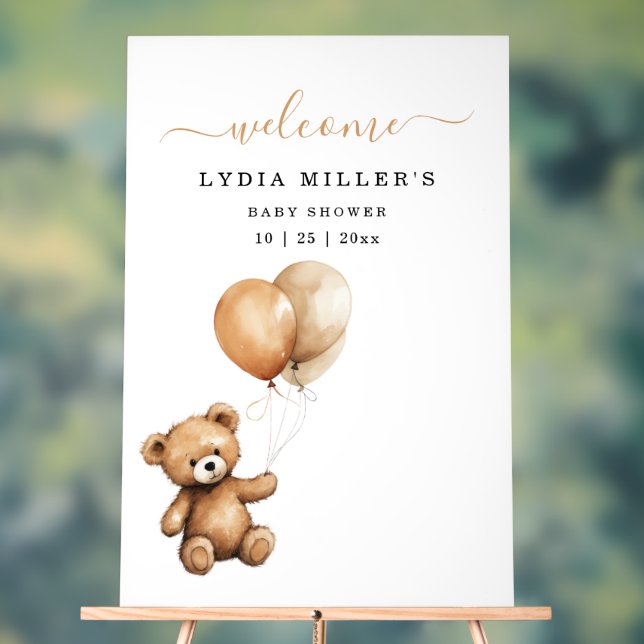 Teddy Bären Balloons Babydusche Geschlecht neutral Acrylschild (Neutral)