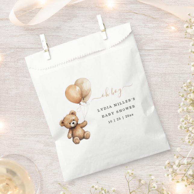 Teddy Bären Balloons Babydusche Geschlecht neutral Geschenktütchen (Ausgeschnitten)