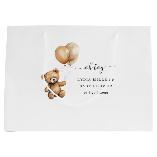 Teddy Bären Balloons Babydusche Geschlecht neutral Große Geschenktüte (Vorderseite)