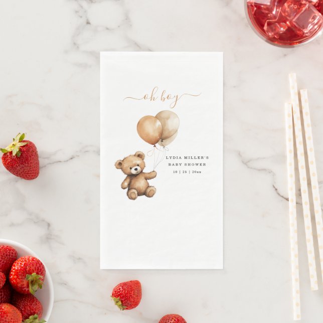 Teddy Bären Balloons Babydusche Geschlecht neutral Serviette (Beispiel)