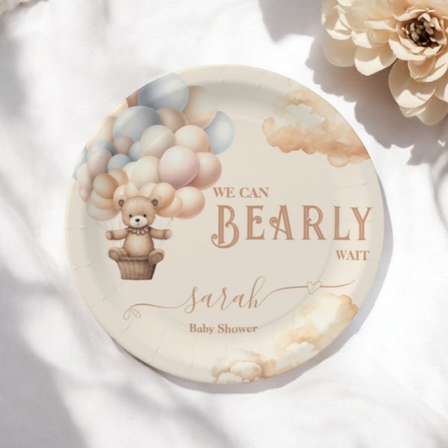 Teddy Bären Balloons frühes Warten Geschlecht neut Pappteller (Von Creator hochgeladen)