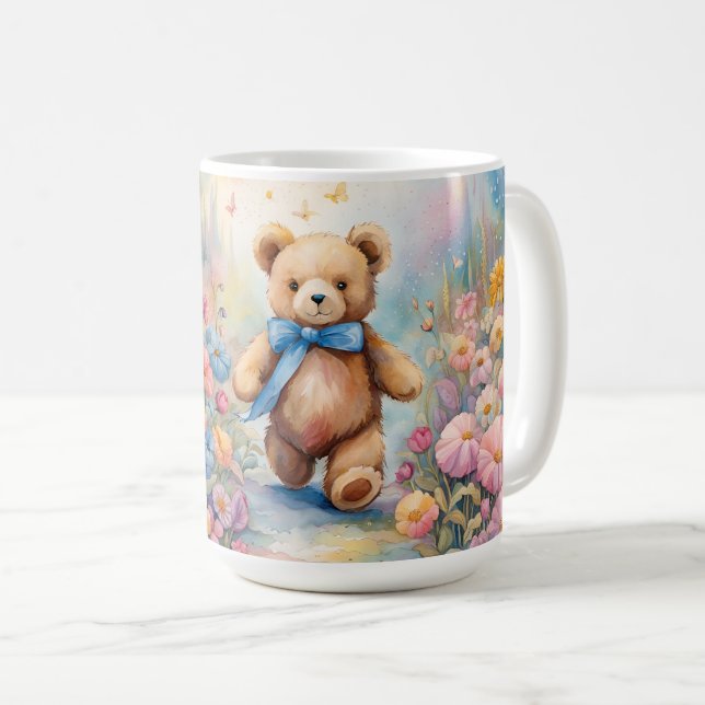 Teddy Bären beim Bummel in einem Teiggarten Kaffeetasse (VorderseiteRechts)