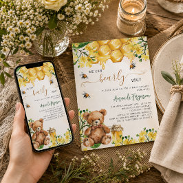 Teddy Bären Bienen Honeycomb Gelbe Baby Dusche Einladung