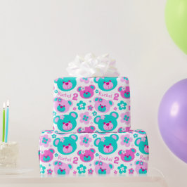 Teddy Bären Blume 2. Geburtstagsnamensgeschenk Geschenkpapier