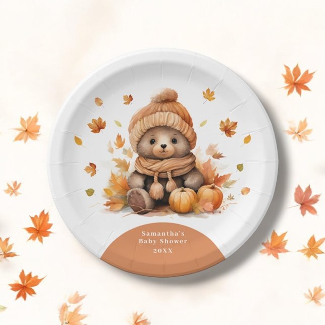 Teddy Bären Fall in der Liebe Autumn Pumpkin Pappteller (Von Creator hochgeladen)