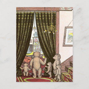 Teddy Bären Familie am Fuß der Treppen Postkarte