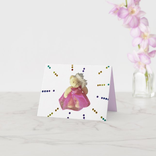 Teddy Bären Girl pink Happy Birthday Card niedlich Karte (Orchidee)