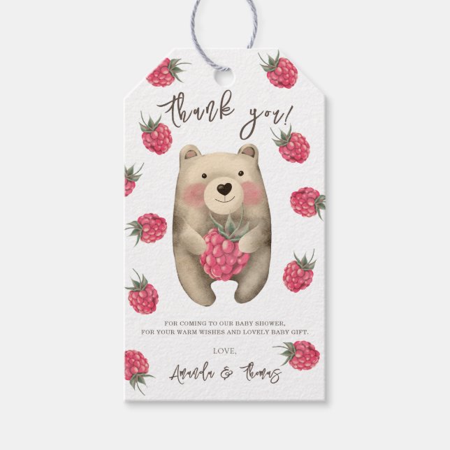 Teddy Bären mit Beeren - vielen Dank Geschenkanhänger (Vorderseite)