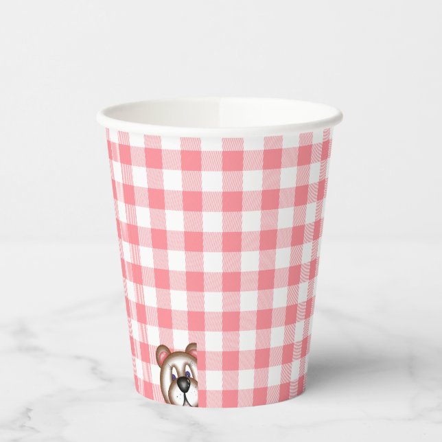 Teddy Bären Picknick Gingham Pappbecher (Links)
