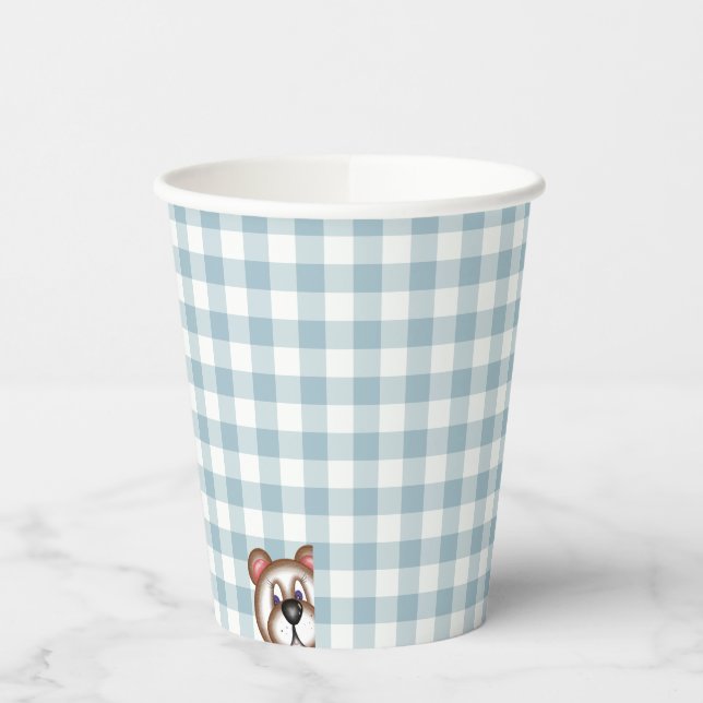 Teddy Bären Picknick Gingham Pappbecher (Links)