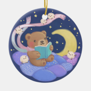 Teddy Bären Reading mit/ Fluffy Monsters Illustrat Keramik Ornament