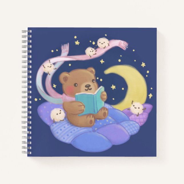Teddy Bären Reading mit/ Fluffy Monsters Illustrat Notizbuch (Vorderseite)