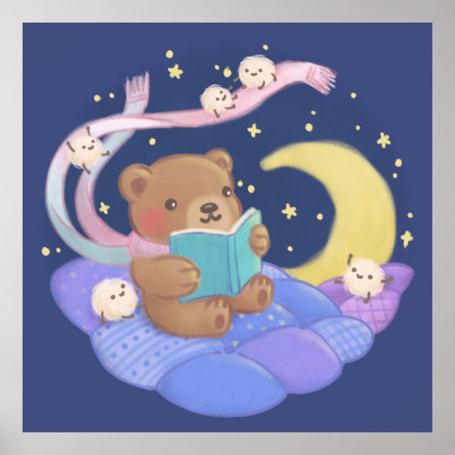 Teddy Bären Reading mit/ Fluffy Monsters Illustrat Poster (Vorne)