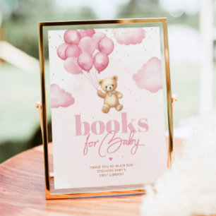 Teddy Bären rosa Ballons Baby Books for baby Poster
