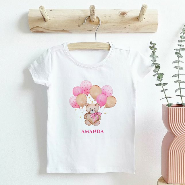 Teddy Bären rosa Ballons Baby T - Shirt (Von Creator hochgeladen)