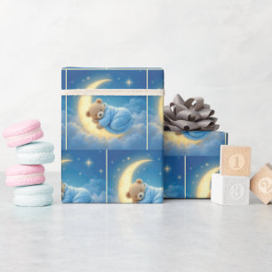 Teddy Bären schlafen auf dem Mond Geschenkpapier