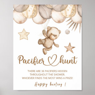 Teddy Bären Schnuller Jagen Baby Duschgame Poster