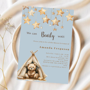 Teddy Bären Stars Teepe Blue Baby Shower Einladung