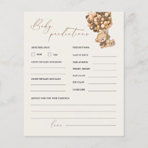 Teddy Bären Vorhersagen und Ratschläge Baby Shower