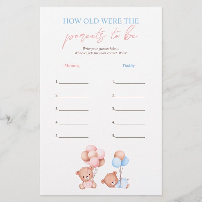 Teddy Bären wie alt waren die Eltern, um zu spiele Flyer (Vorne)