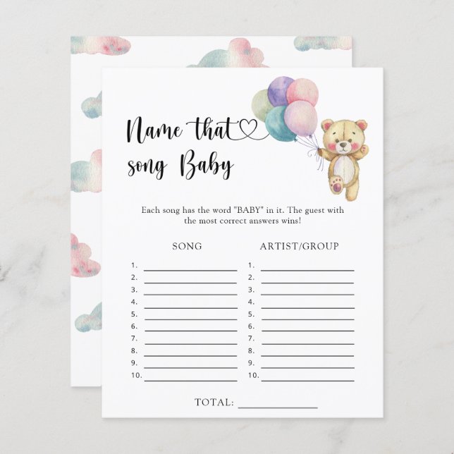 Teddy Bärenballons - Name, Baby Song (Vorne/Hinten)