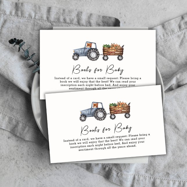 Teddy Bärenbücher für Babydusche Begleitkarte (Farm Tractor Teddy Bear Books For Baby Shower Enclosure Card)