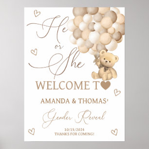 Teddy Bärengeschlecht offenbart neutrales Begrüßun Poster