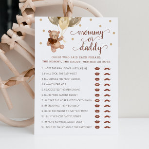 Teddy Bärenkarte für Mama oder Daddy Game Einladung