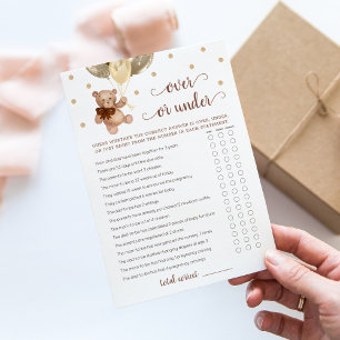 Teddy Bärenkarte über oder unter dem Game Baby Dus Einladung