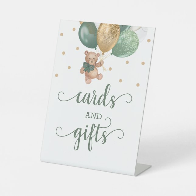 Teddy Bärenkarten und Geschenke Babydusche Sockelschild (Vorderseite)