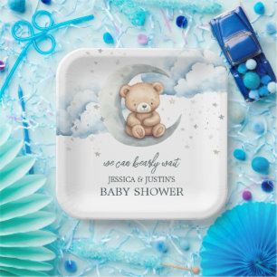 Teddy Bärenstars und Moon Baby Dusche Pappteller