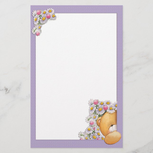 Teddy-Bärn-Blumen-Briefpapier Briefpapier (Vorderseite)