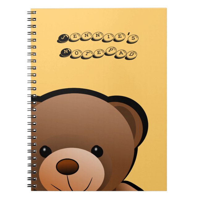 Teddy-Bärn-Druck personalisiert Notizblock (Vorderseite)