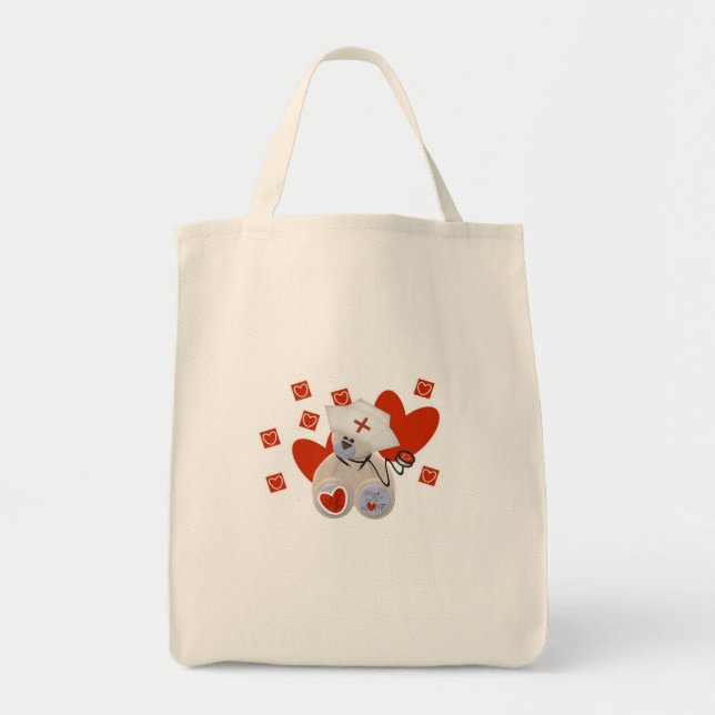 Teddy-Bärn-Krankenschwester-Liebe-T-Shirts und Tragetasche (Vorne)