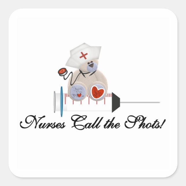 Teddy-Bärn-Krankenschwestern nennen die Schuss-T - Quadratischer Aufkleber (Vorderseite)